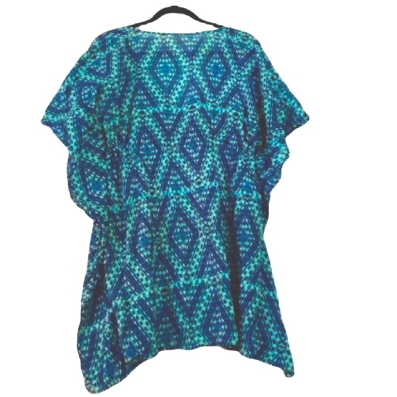 ECHO Cover up Geometric V Neck Teal Green Purple One Size Fits Most - Picture 7 of 13